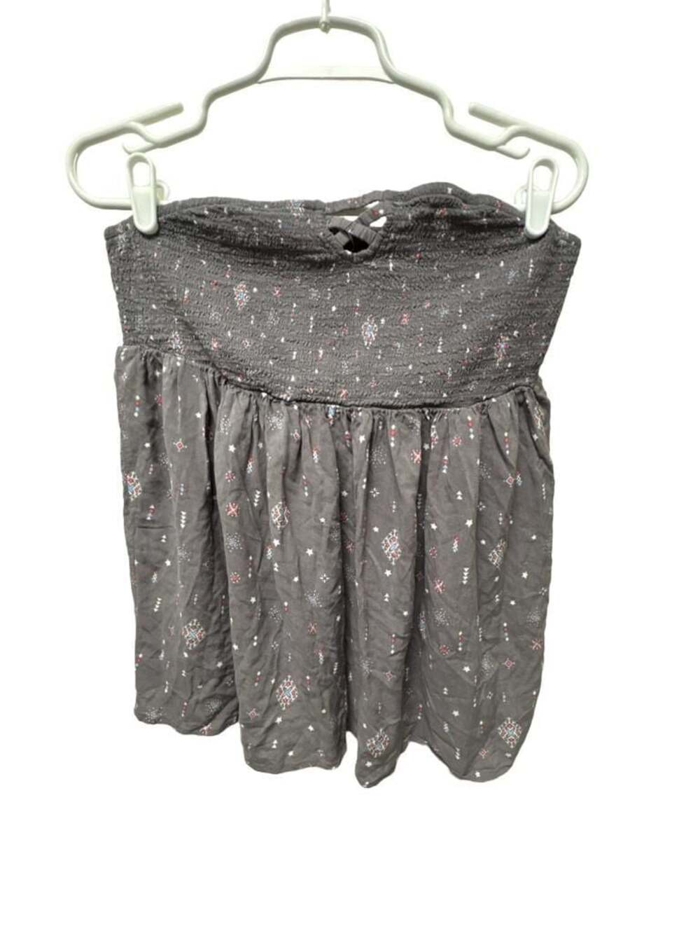 Torrid Gray Micro Aztec Print Peasant Style Strapless Tube Top Size 1
